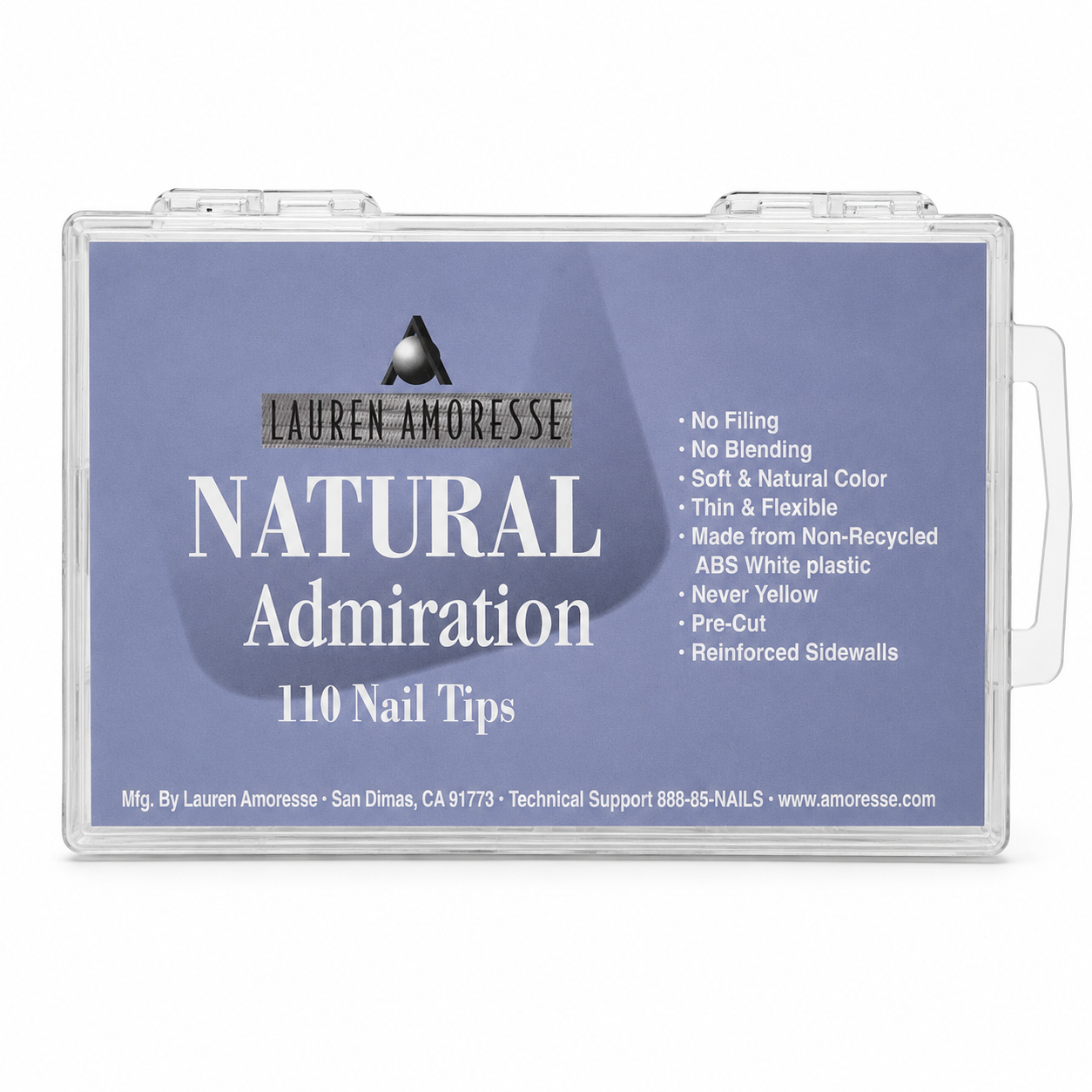 Lauren Amoresse nail tip packaging with product details on a white background